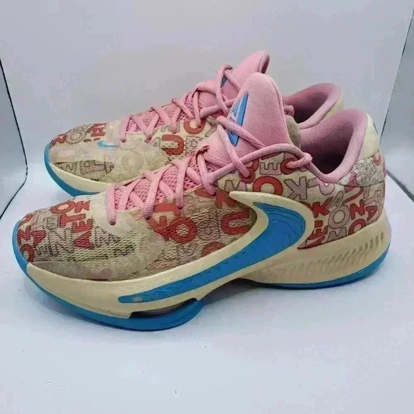 Nike Zoom Freak 4 Letter Bros Sneakers FB9503-200 Vanilla/Coral Shoes M 7.5 W 9 - Picture 2 of 6